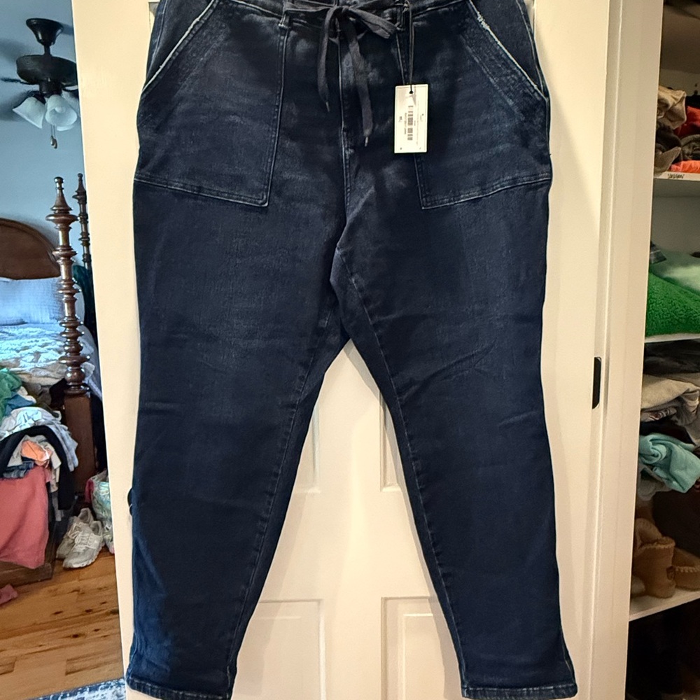 Dark Blue Denim Jogger Pants